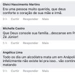 comentários lamentando a morte inusitada de José Junior1