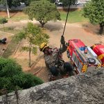 Treinamento de altura do Corpo de Bombeiros na Câmara Municipal de Anápolis