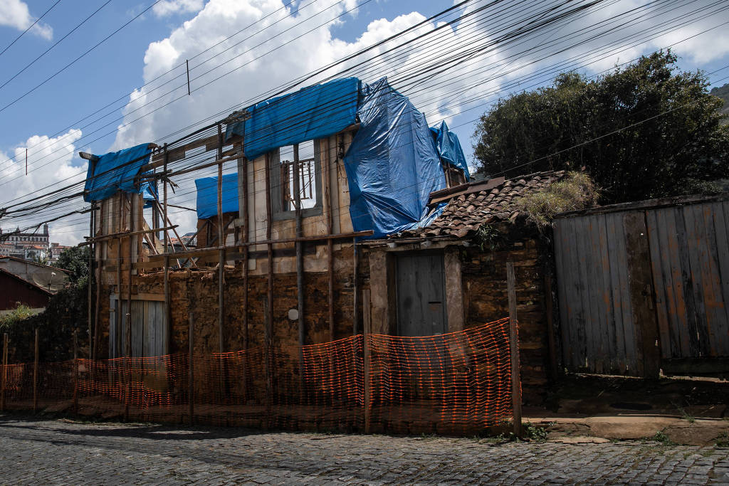 Casarão Vira Saia, que desabou com as chuvas de janeiro de 2022 em Ouro Preto - Ane Souz/Folhapress