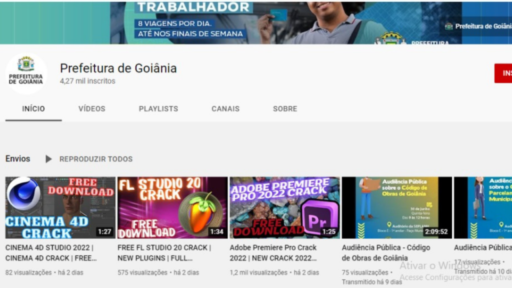 Canal da Prefeitura de Goiânia no Youtube é hackeado e vídeos inusitados tomam conta do perfil