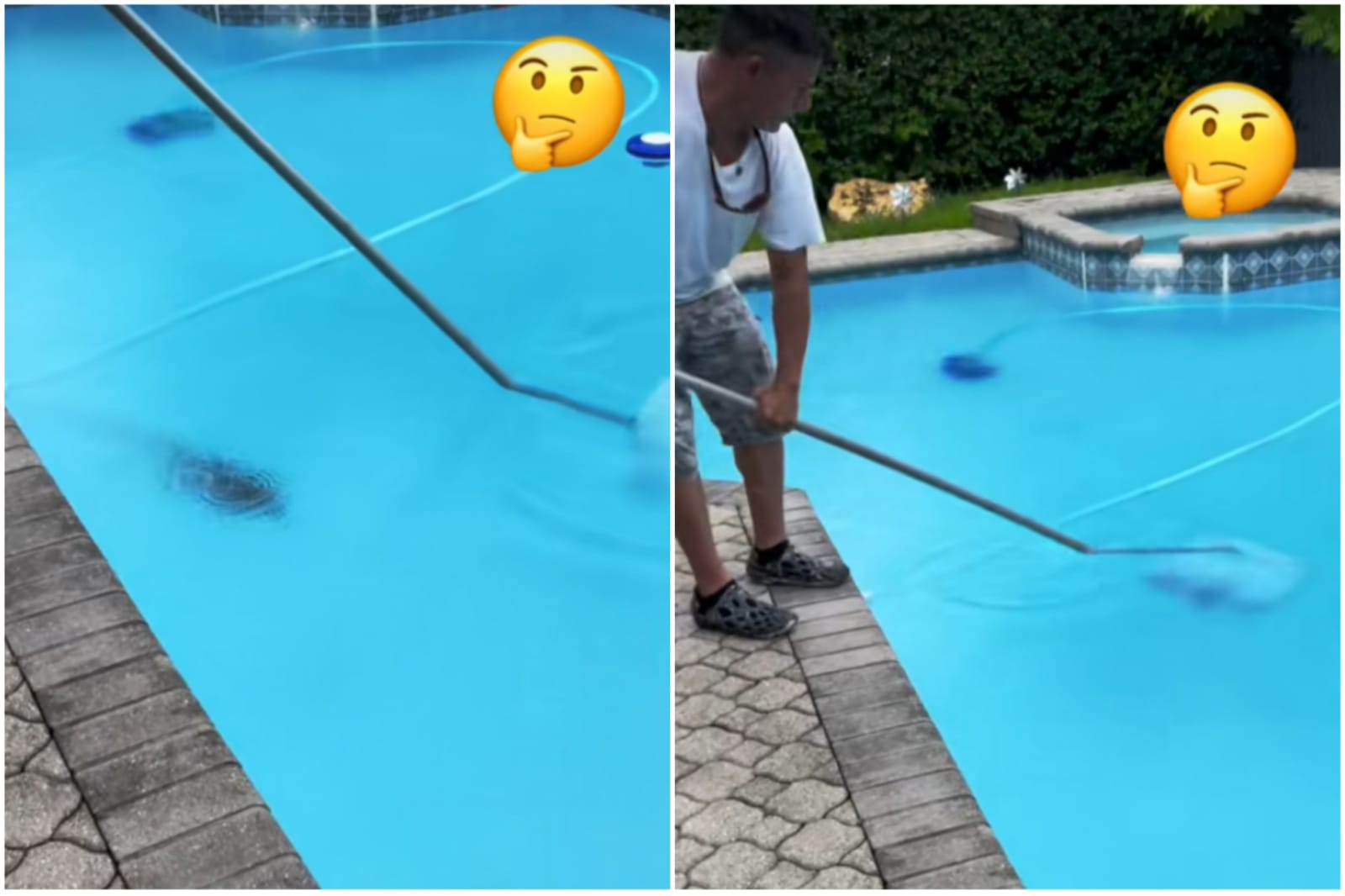 El chico que limpiaba la piscina ve un punto negro en el agua y acaba descubriendo lo que no quiere