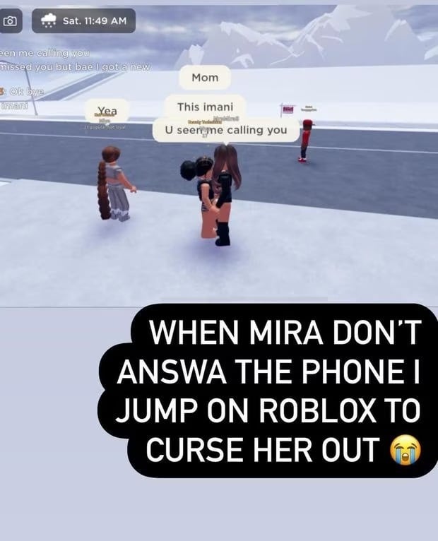 Mãe viraliza ao encontra filha no jogo Roblox e pedir para ela
