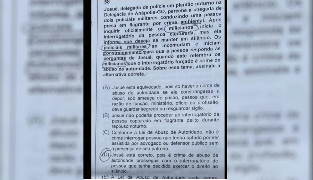 Concurso público em Goiás: questão de prova aplicada no domingo gera revolta em policiais