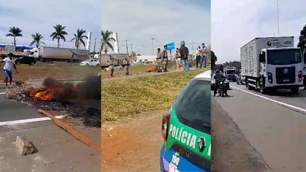 Imagens mostram manifestação em bairro de Anápolis.