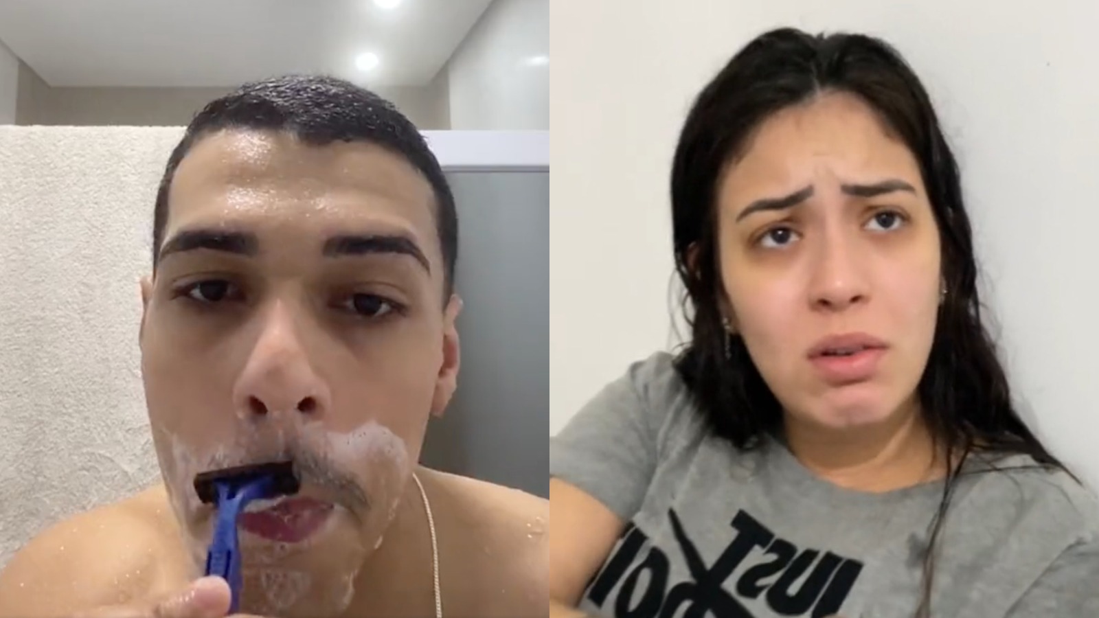 Jovem que tirou bigode para impressionar a namorada fica surpreso com a reação dela