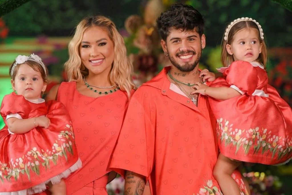 Imagem mostra Virgnia Fonseca, Zé Felipe e filhas.