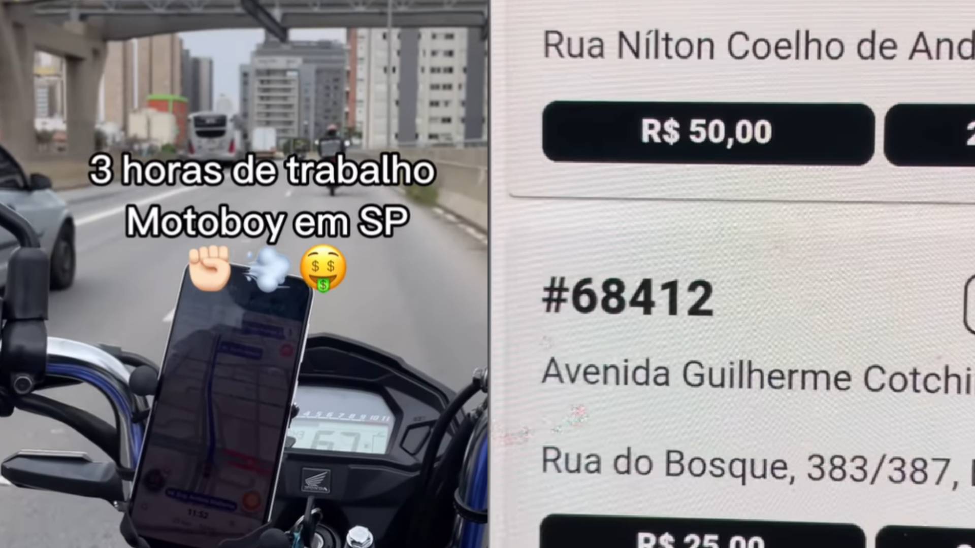 Motociclista surpreende ao revelar quanto conseguiu ganhar com 3 horas de entrega em São Paulo