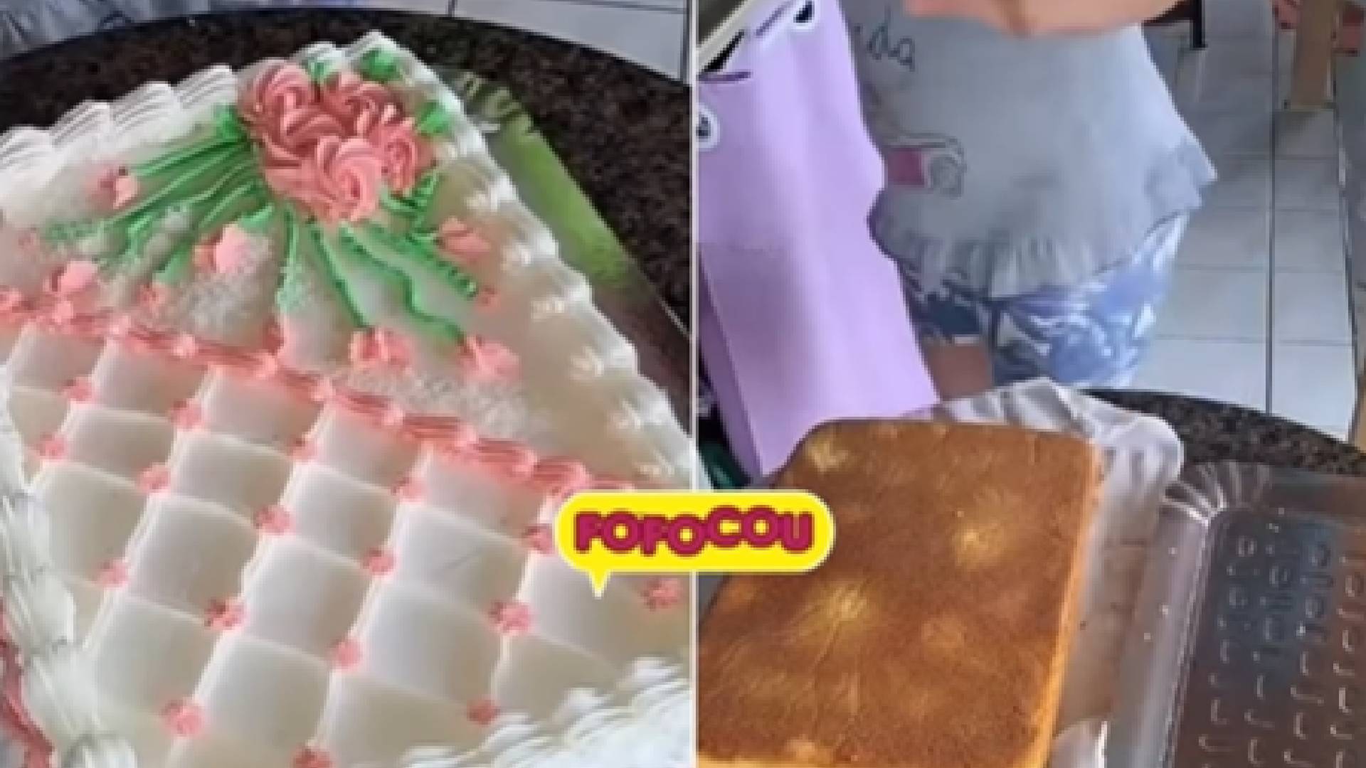 Confeiteira viraliza ao mostrar como conseguiu fazer bolo