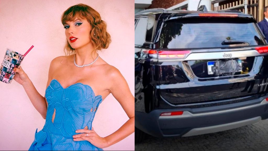 Carros de comitiva de Taylor Swift cantora são apreendidos por estarem com placa adulterada