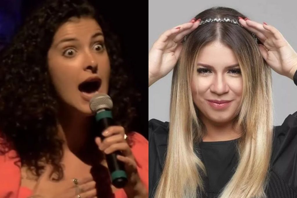 Imagem mostra Giovanna Fagundes e cantora Marília Mendonça.