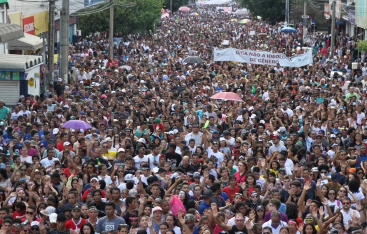 Marcha para Jesus, em Goiânia, realizada em 2018.
