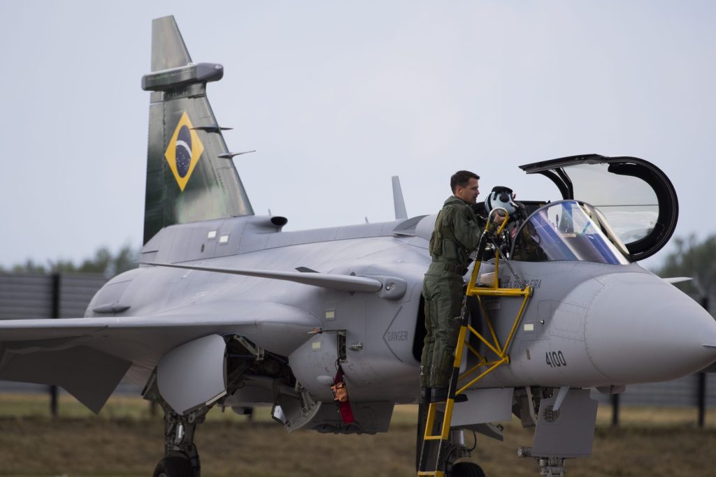Caça F-39 Gripen da Força Aérea Brasileira (FAB). (Foto: Divulgação/FAB)