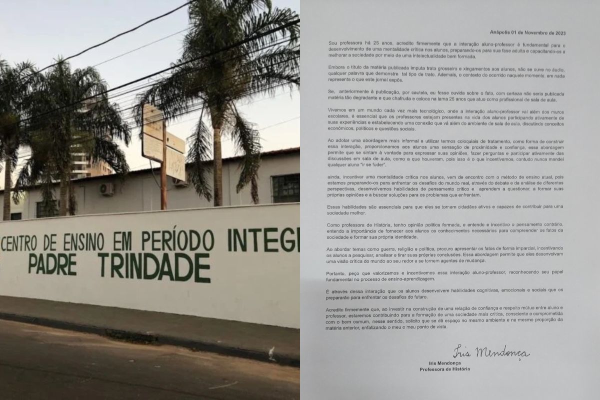 Denunciada por alunos, professora de Anápolis faz posicionamento oficial e nega acusações