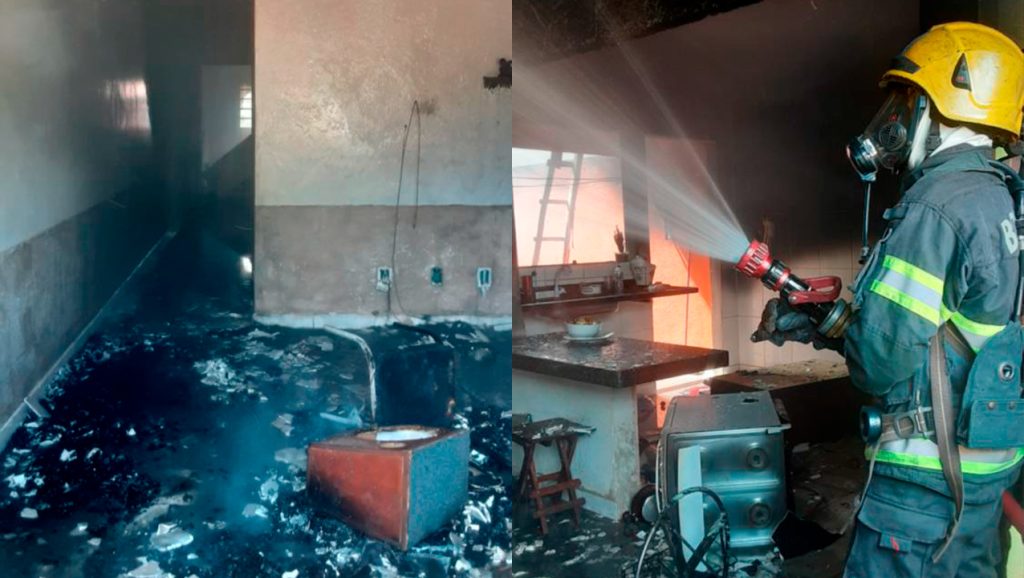Incêndio em casa, em Aparecida de Goiânia.