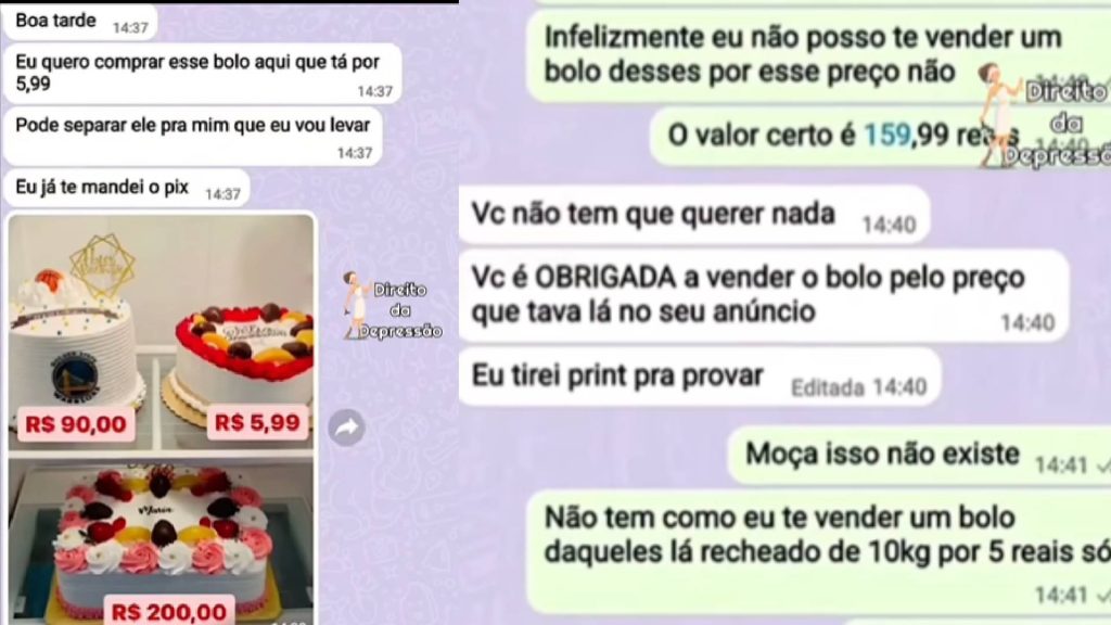 Confeiteira comete erro terrível e cliente consegue bolo de 10 kg por menos de R$ 10