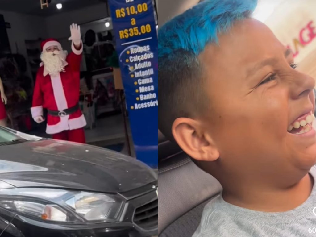 Influencer “criança” assusta Papai Noel ao dirigir carro pela cidade e vídeo viraliza