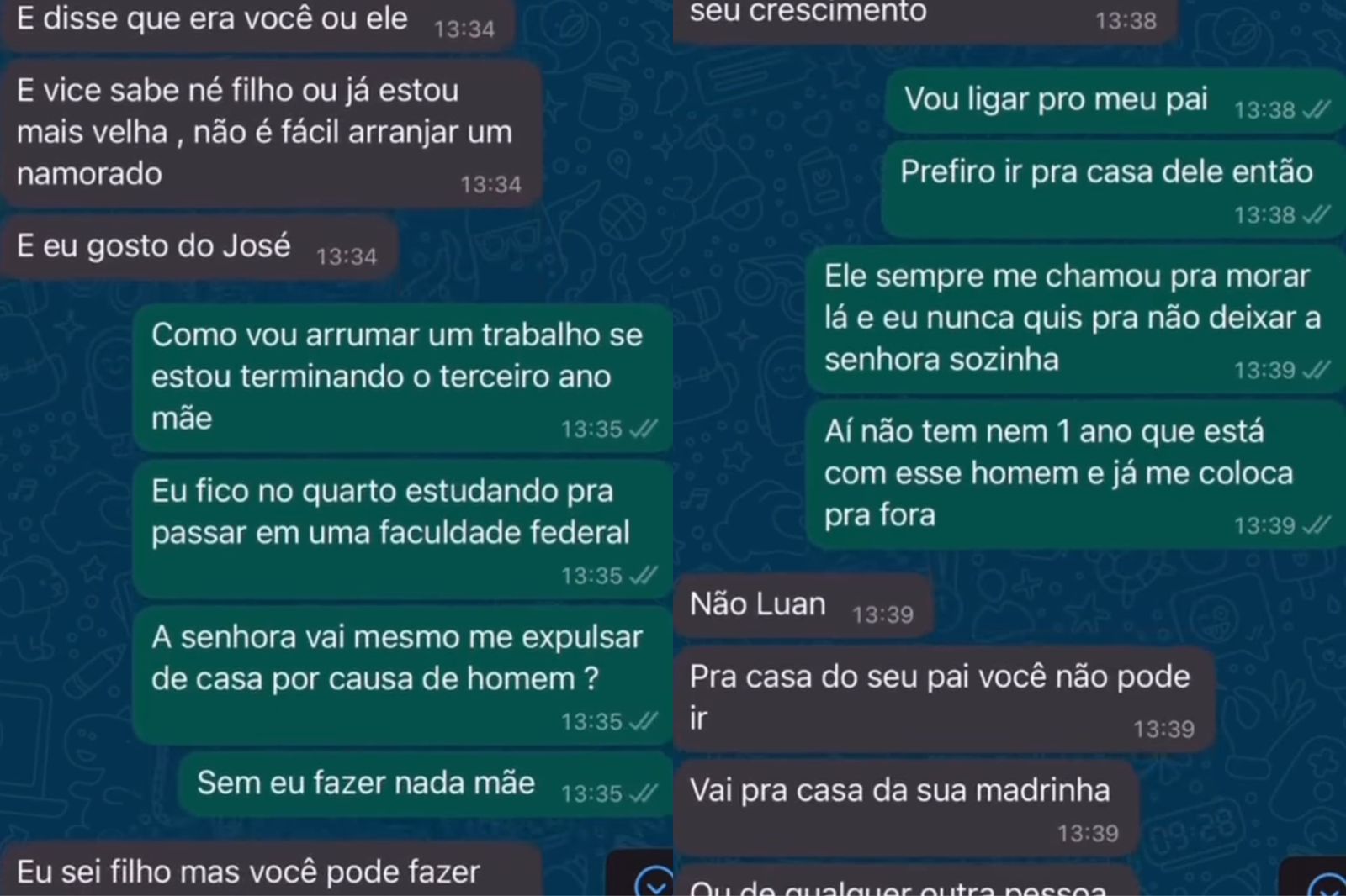 Conversa entre mãe e filhou gerou revolta na internet. (Foto: Reprodução/Captura via Instagram)