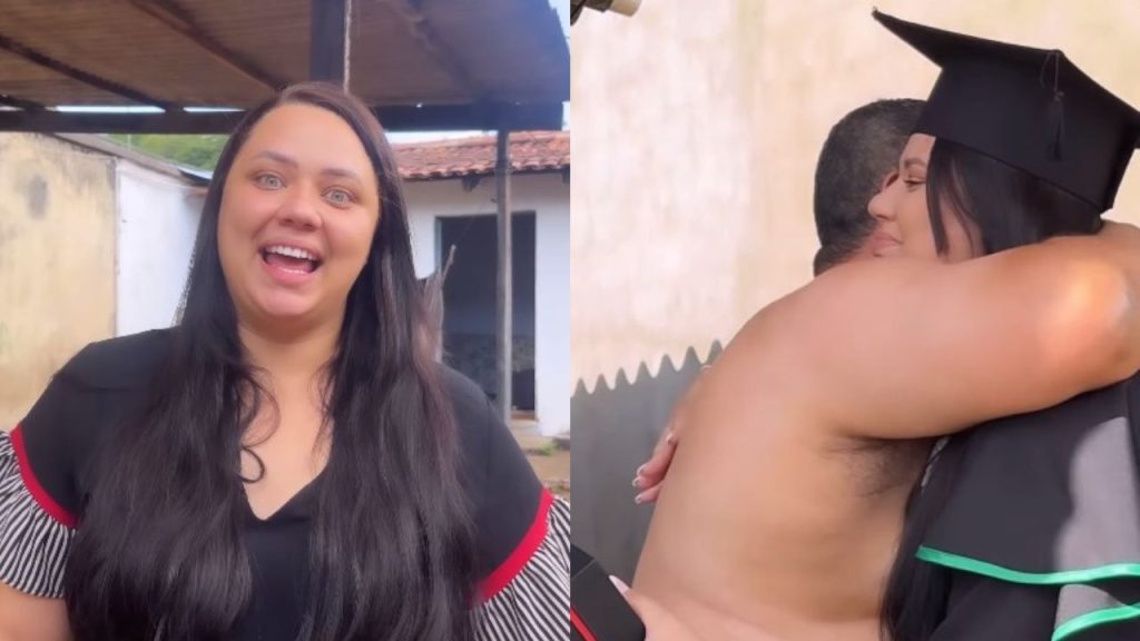 Goiana viraliza com vídeo de revelação da aprovação na faculdade para o pai