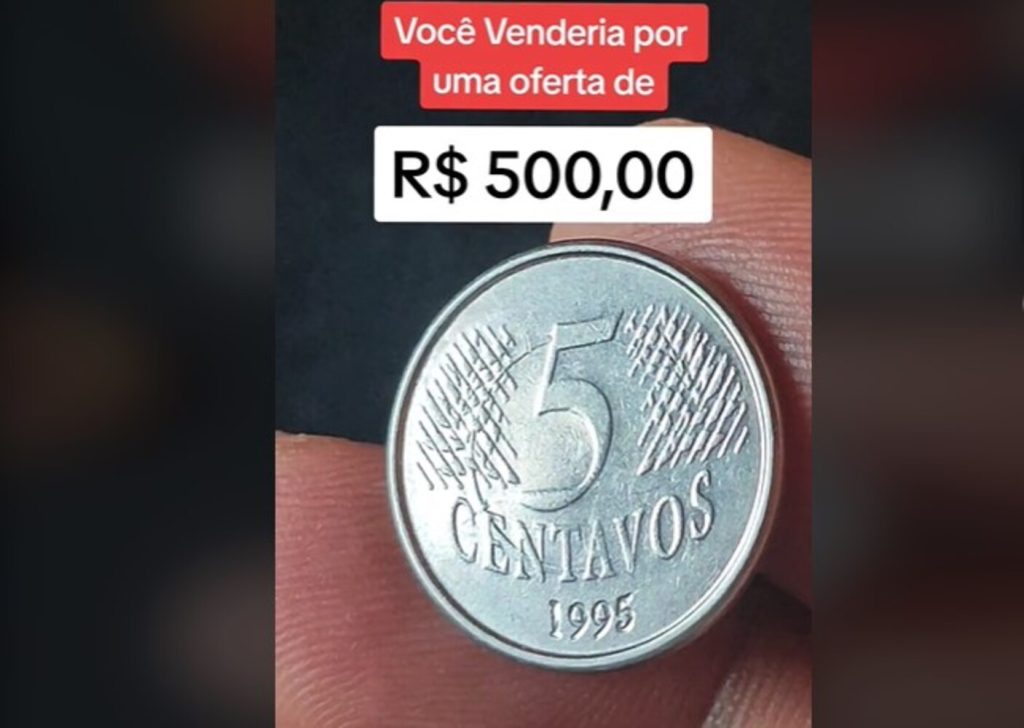 Olhe na carteira se você tem a moeda de 5 centavos que vale R$ 500