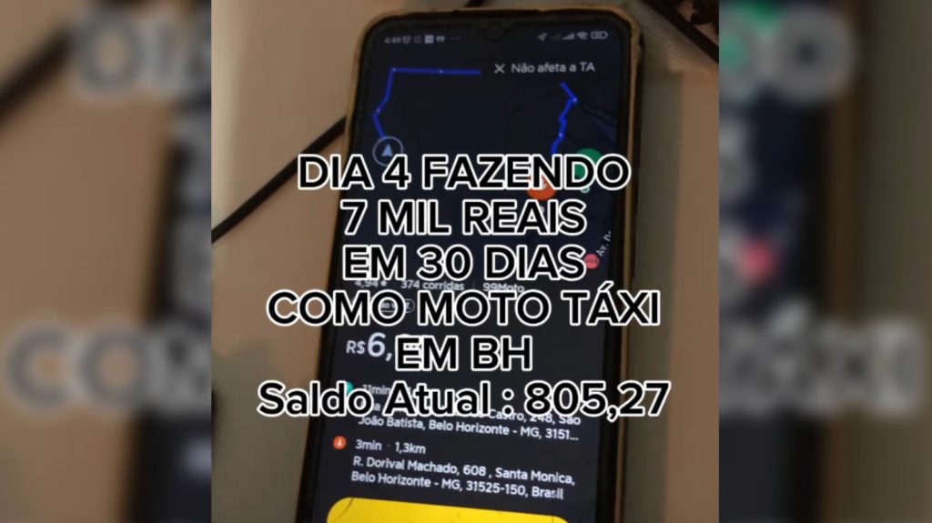 Motorista de aplicativo mostra como vai conseguir fazer R$ 7 mil em um mês
