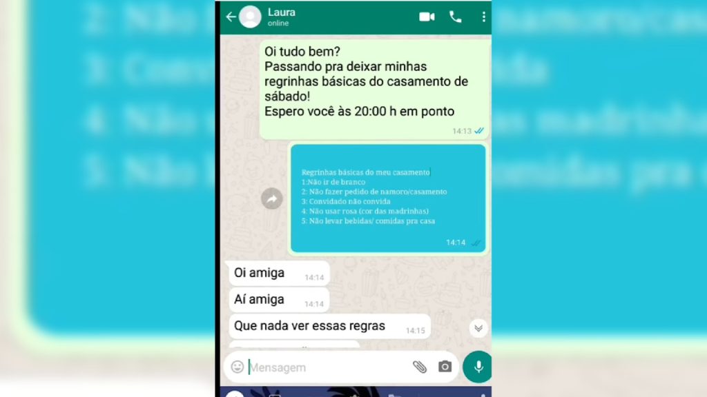 Noiva desconvida amiga que não aceitou as regras para ir à festa de casamento; veja