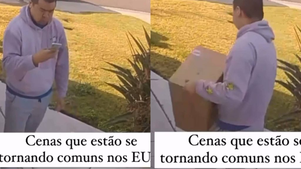 Câmeras de segurança flagram entregador tendo atitude inacreditável com encomenda de cliente