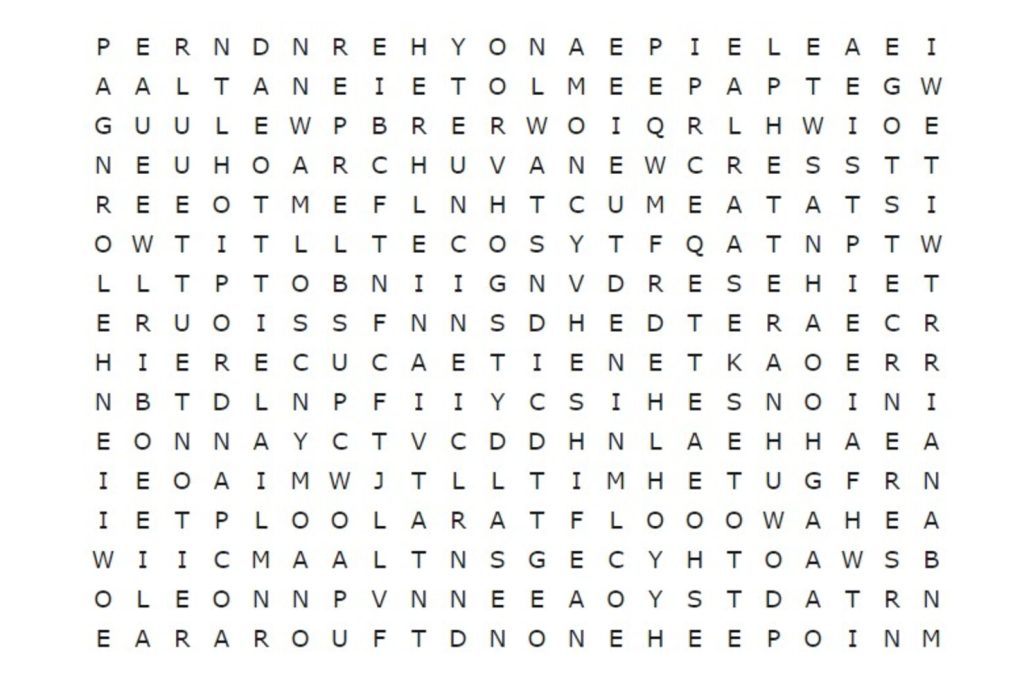 É preciso ter olhos de águia para encontrar "CHUVA" em menos de 14 segundos neste caça-palavras