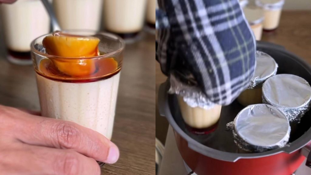 Pudim com apenas três ingredientes na panela de pressão