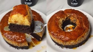 Jovem viraliza ao fazer bolo impossível misturando duas receitas