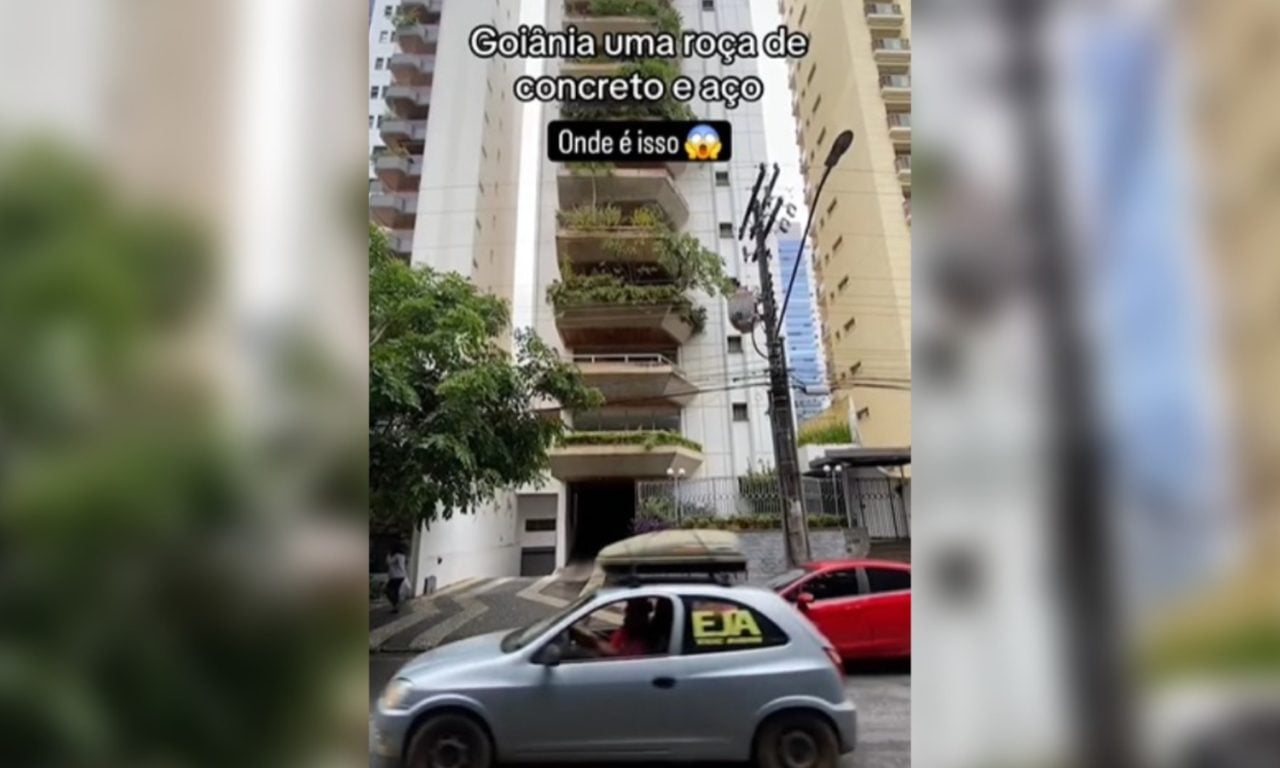 Homem diverte a internet ao mostrar morador inusitado em prédio de Goiânia