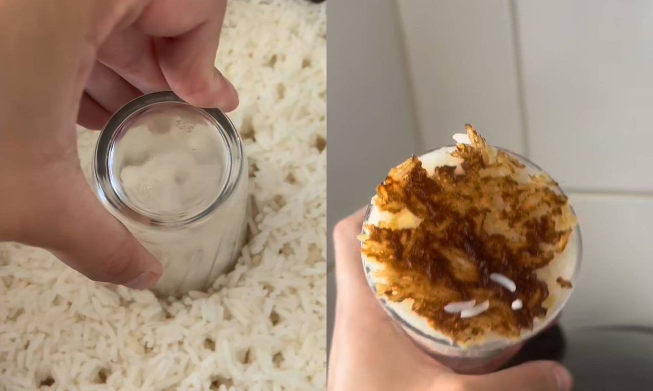 É possível salvar o arroz que queimou usando um copo