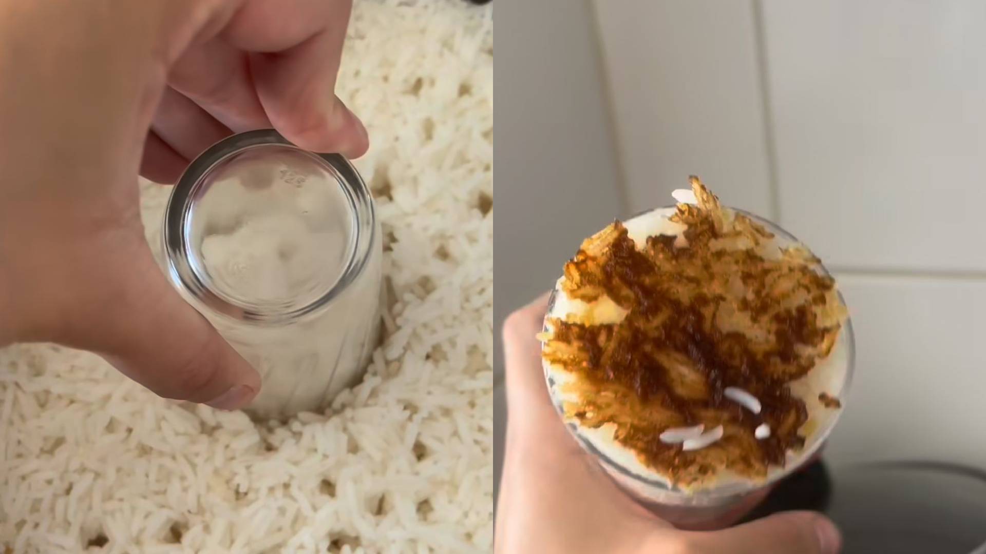 É possível salvar o arroz que queimou usando um copo