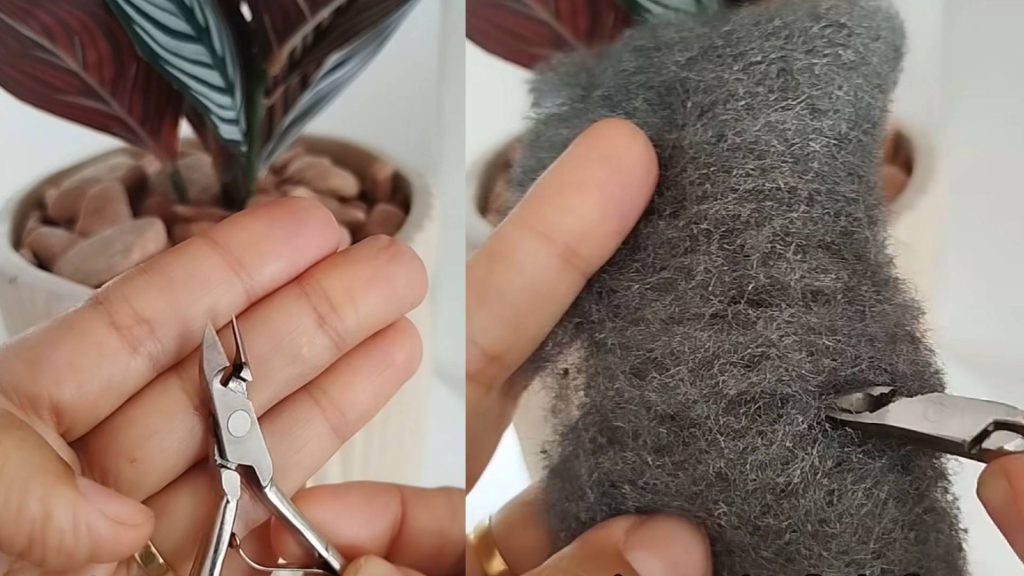 Use palha de aço para amolar o alicate de unha