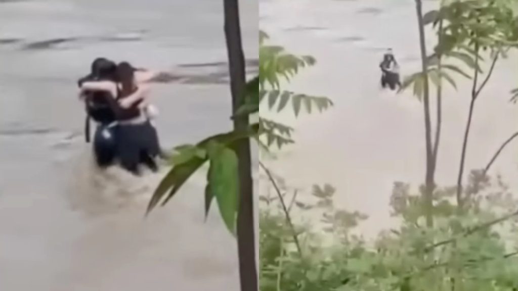 Amigos se abraçam antes de serem levados por correnteza na Itália