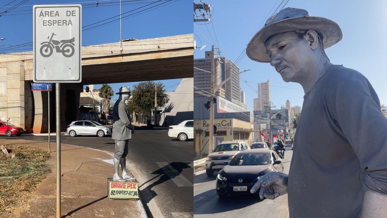 Carlos Sousa atua como artista de rua em Anápolis há mais de uma década (Foto: Samuel Leão)