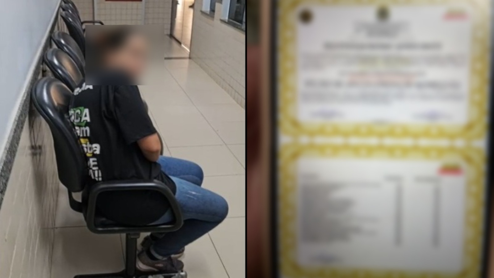 Suspeita teria comprado documento falsificado pelo WhatsApp, em Goiânia. (Montagem: Divulgação/PMGO) 