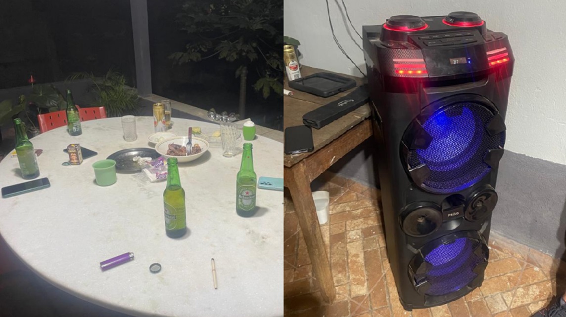 Som foi apreendido uma vez que mulherse recusou a encerrar festa (Foto: Reprodução)