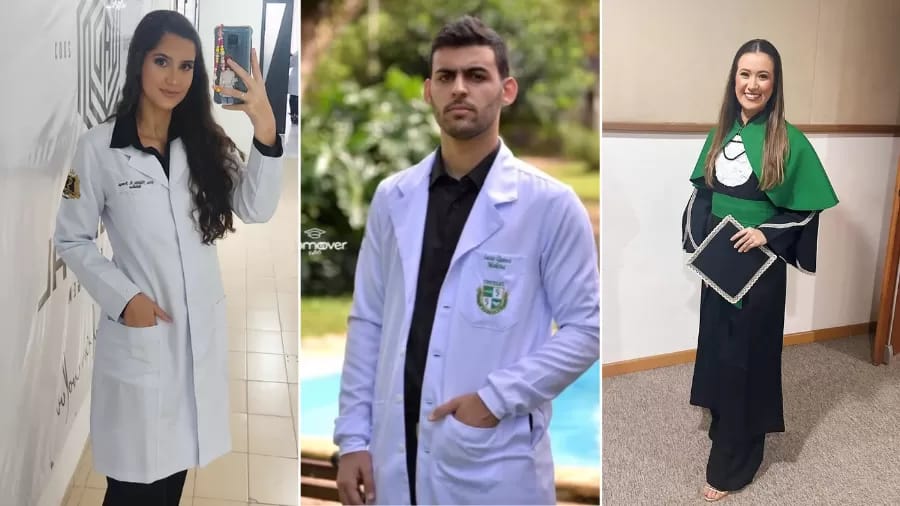 Médica Flavia Alves França, 27, estudante de medicina Lucas Queiroz Silva, 25, e médica Lizianny Tenório Toledo, 26. (Foto: Reprodução)