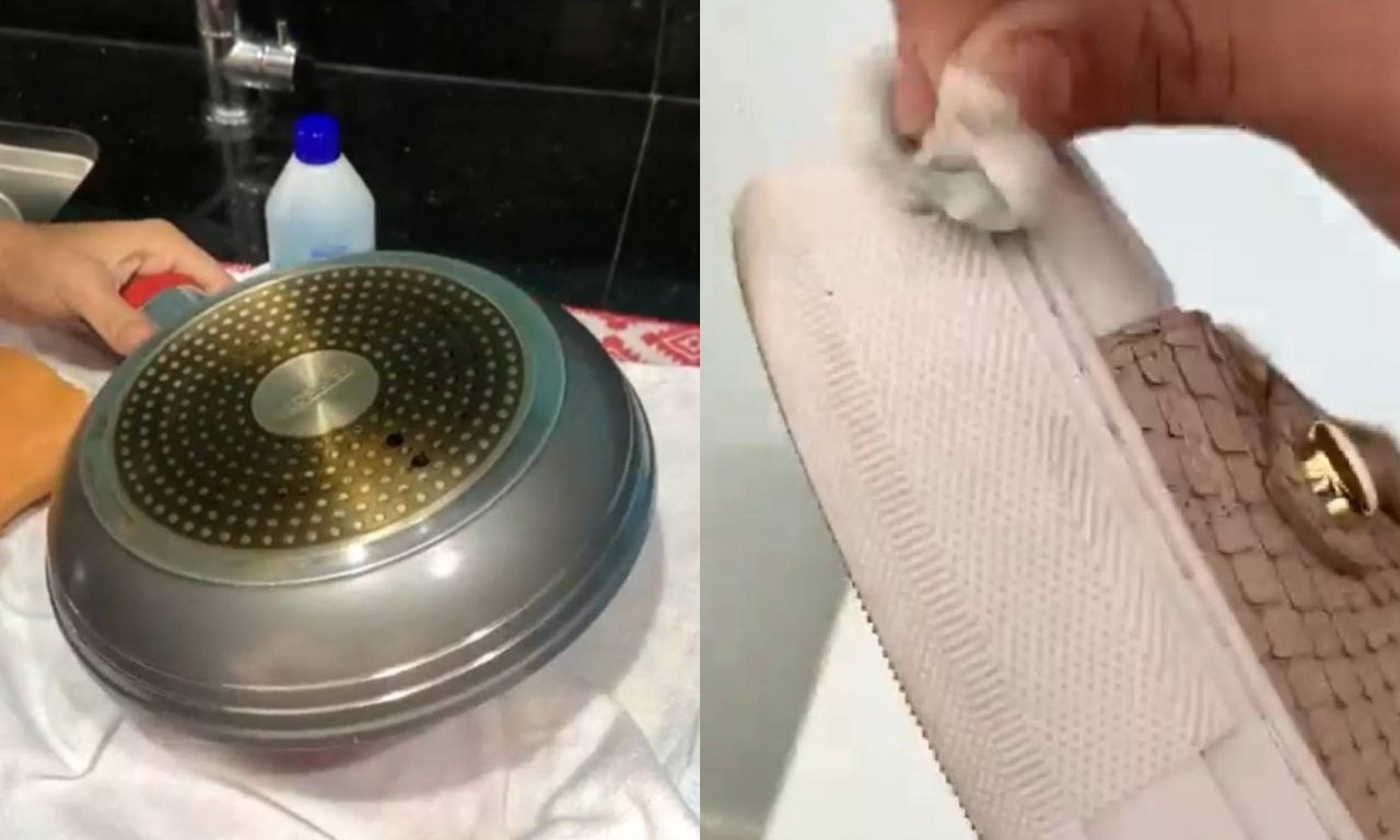 É possível utilizar a acetona para limpar a panela e o sapato