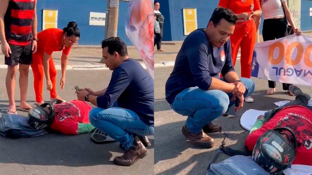 Candidato a vice-prefeito de Rogério Cruz socorre vítima após acidente de moto em Goiânia