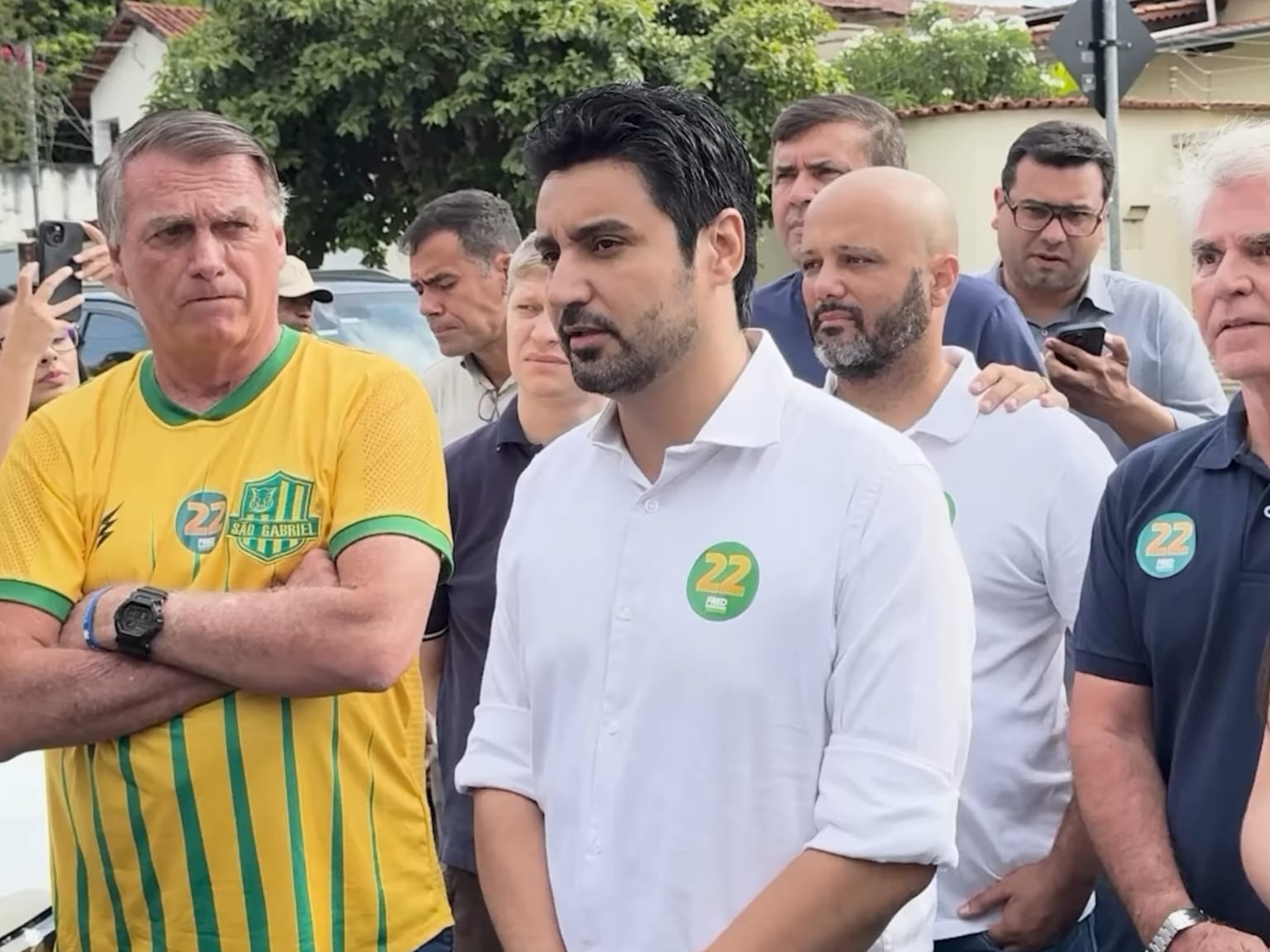 Fred Rodrigues (PL) ao lado do ex-presidente Jair Bolsonaro (PL). 