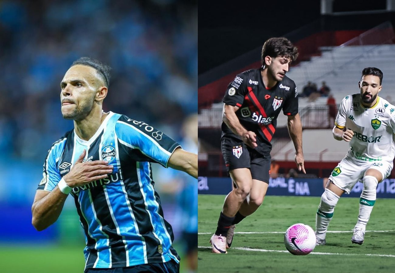 Grêmio e Atlético-GO se enfrentam neste sábado (26). (Foto: Lucas Uebel / Grêmio FBPA/ Ingryd Oliveira/ ACG