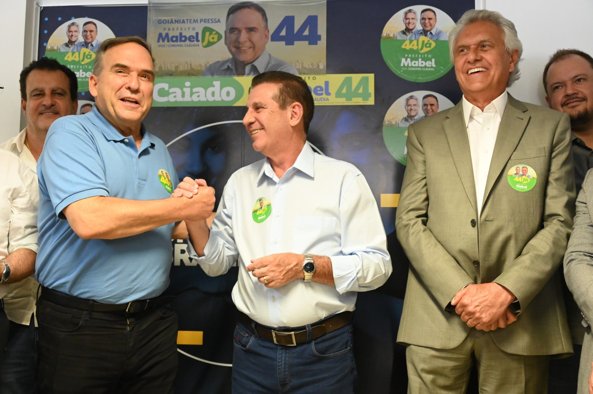 Vanderlan Cardoso, Sandro Mabel e Ronaldo Caiado. (Foto: Divulgação)