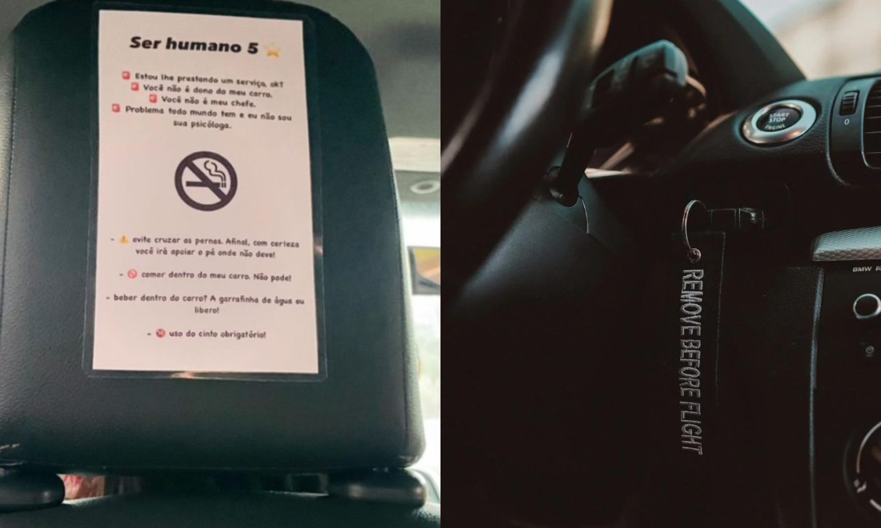 Placa em carro de motorista de aplicativo chama atenção de passageiros