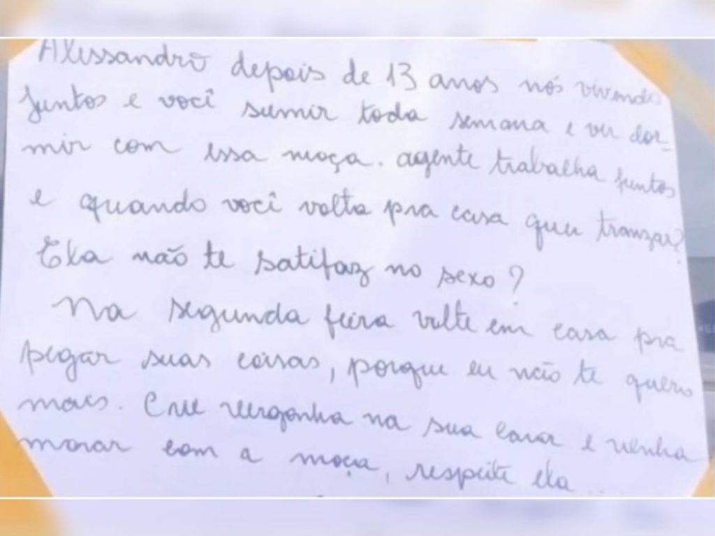 Mulher descobre o que o marido fazia e deixa bilhete no carro dele para toda a cidade saber da verdade