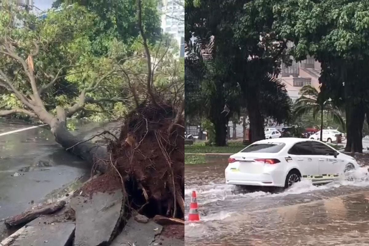 Chuva gerou estragos em várias regiões da cidade. (Foto: Reprodução/Redes Sociais)