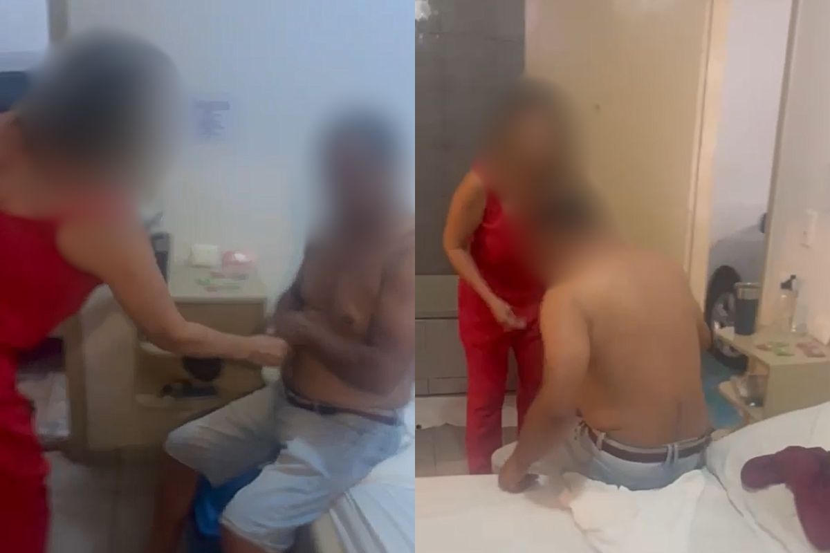 Mulher colocou o marido contra a parede. (Foto: Reprodução)