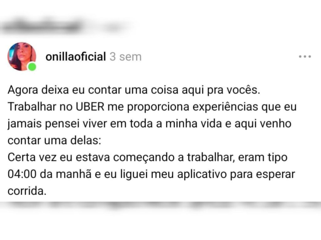 Sem saber que passageiro era famoso, motorista de app desabafa e se surpreende com valor de Pix recebido