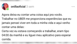 Sem saber que passageiro era famoso, motorista de app desabafa e se surpreende com valor de Pix recebido