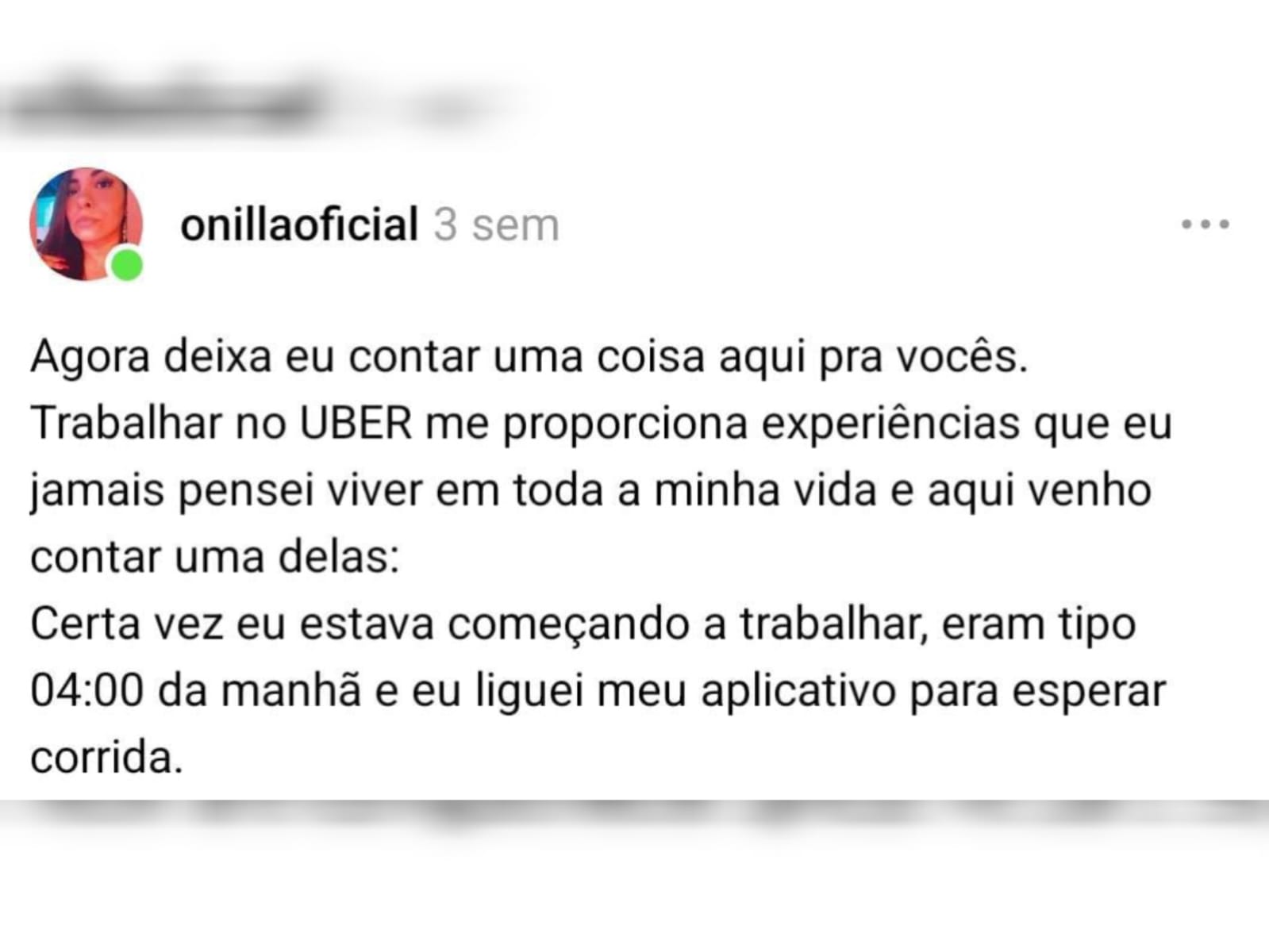 Sem saber que passageiro era famoso, motorista de app desabafa e se surpreende com valor de Pix recebido